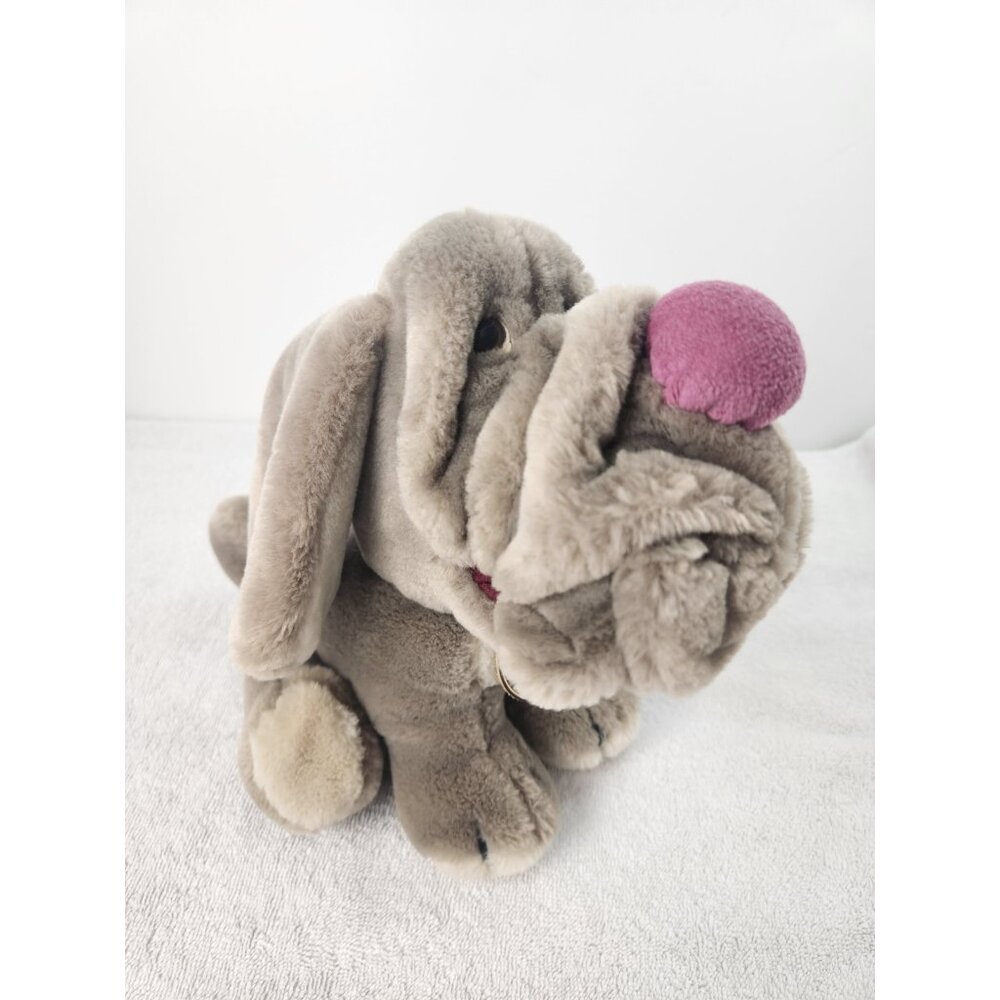 Vintage Wrinkles Dog Plush Stuffed Animal Ganz Bros 1984 80s Beige 354078